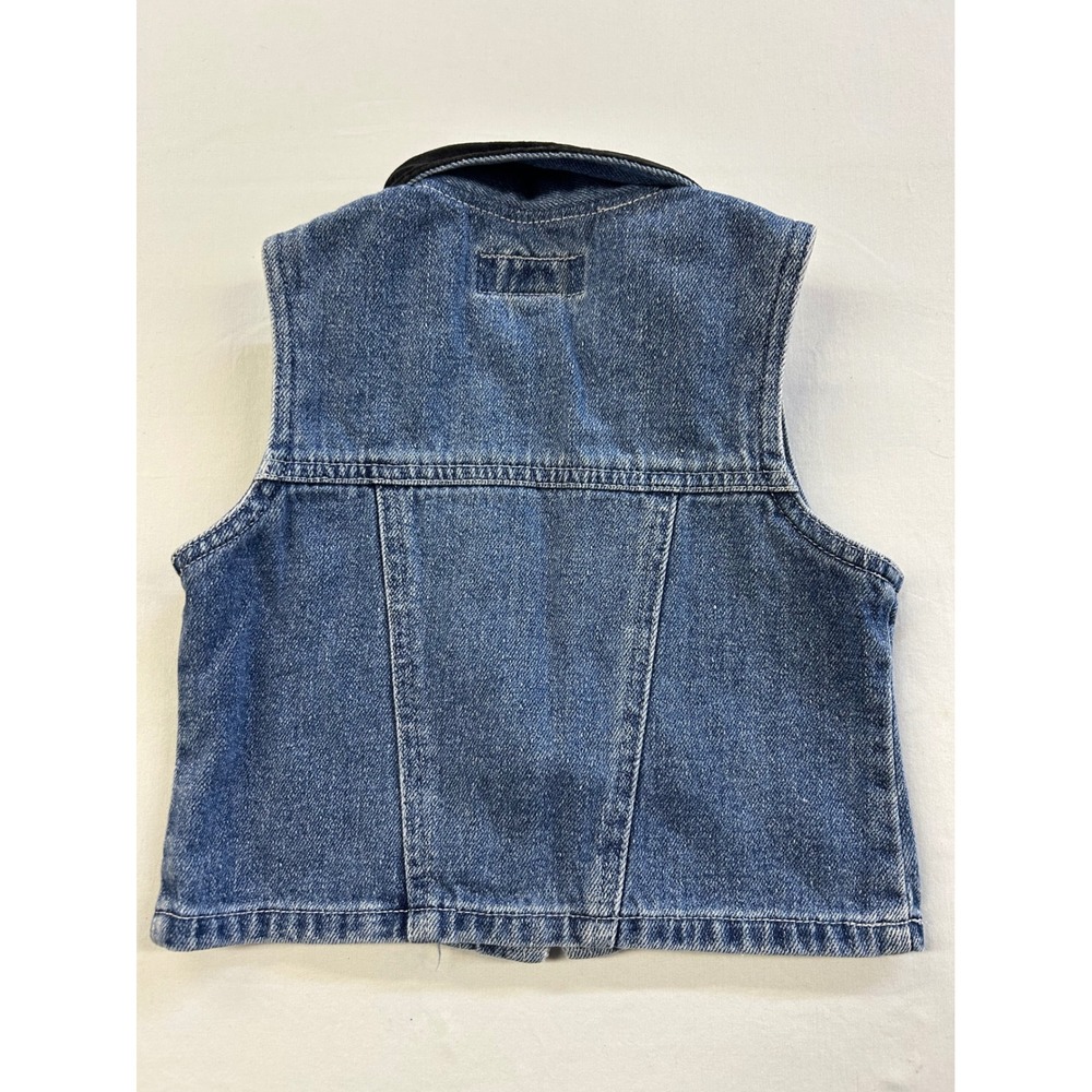 Vintage The Children's Place TCP Jeans Denim Vest 3T Full Zip Corduroy Collar - Picture 2 of 6